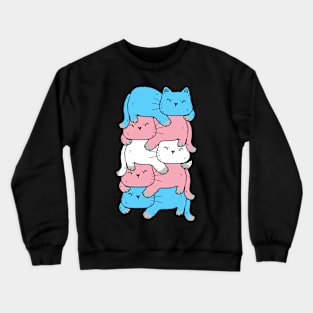 Transgender Pride Cat LGBT Trans Flag Cute Cats Pile Gifts Crewneck Sweatshirt